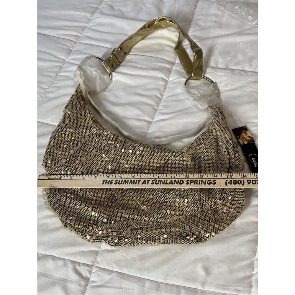 Candice Los Angeles Gold Glitter Sequence Embellished Sparkle Purse Handbag New